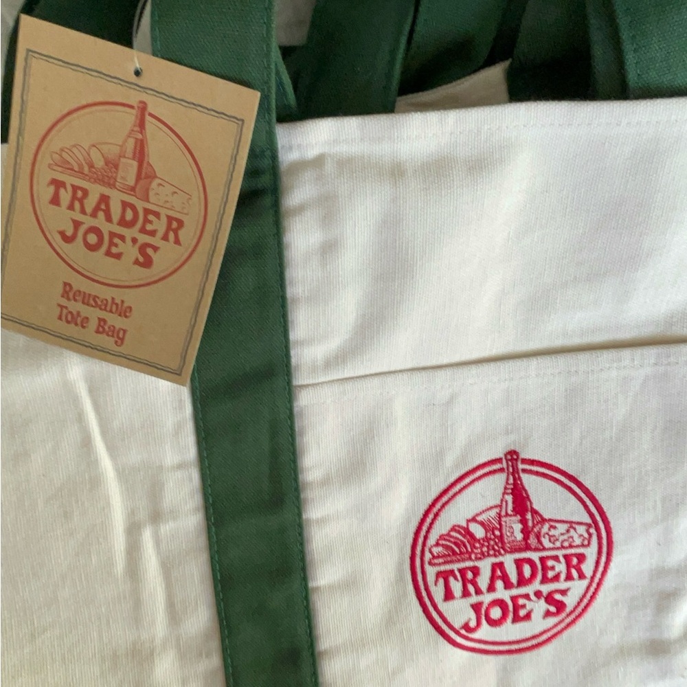Trader Joe’s nwt LARGE Canvas Limited Edition 2025 Tote Shopping Bag GREEN - Picture 10 of 10